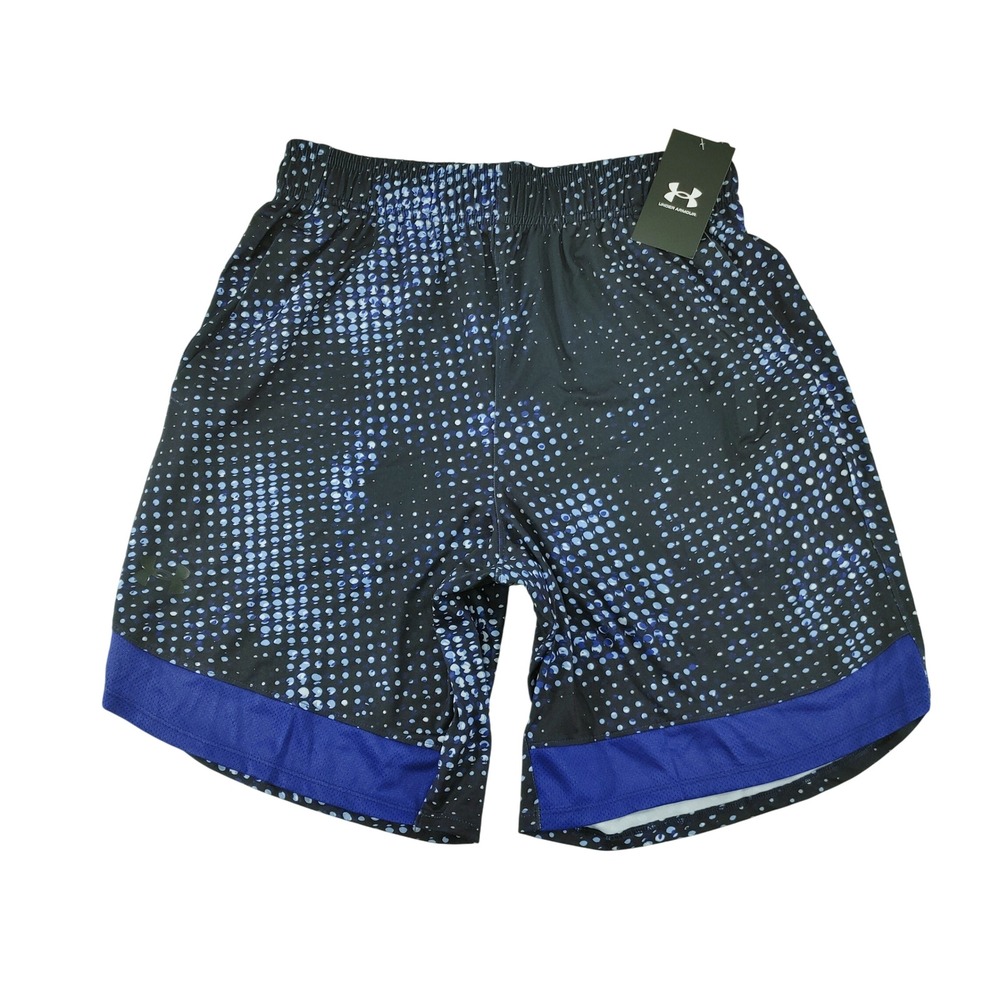 Under Armour‎ Athletic Shorts Basketball Training Black Blue Dot Size M